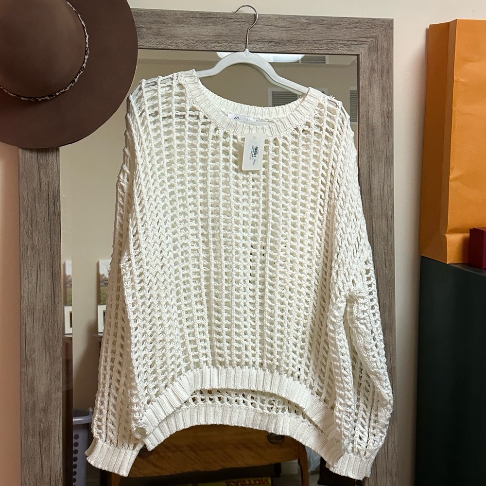 Miracle Cream Crochet sweater